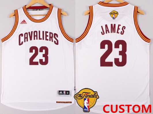 Men%27s Cleveland Cavaliers Custom 2017 The NBA Finals Patch White Jersey->customized nba jersey->Custom Jersey
